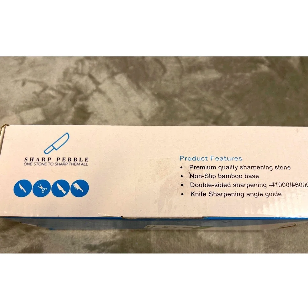 Sharp Pebble Premium Whetstone Knife Sharpening Stone 1000/6000 Grit Bamboo Base
